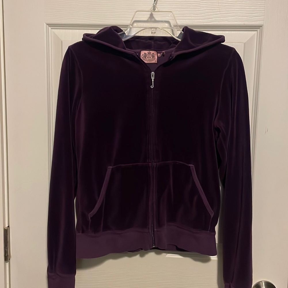 Vintage velvet purple dark plum juicy couture zip up hoodie